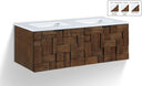 Leonardo 48" White Engineered Stone And Solid Wood Wall Mounted Bathroom Vanity - Brown