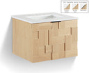 Leonardo 24" White Engineered Stone And Solid Wood Wall Mounted Bathroom Vanity - Natural