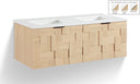 Leonardo 48" White Engineered Stone And Solid Wood Wall Mounted Bathroom Vanity - Natural