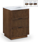 Willard 24" White Engineered Stone And Solid Wood Bathroom Vanity - Brown