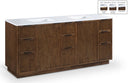 Willard 72" White Engineered Stone And Solid Wood Bathroom Vanity - Brown