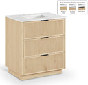 Willard 30" White Engineered Stone And Solid Wood Bathroom Vanity - Natural