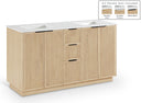 Willard 60" White Engineered Stone And Solid Wood Bathroom Vanity - Natural
