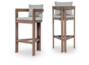 Newport Water Resistant Fabric Upholstered Outdoor Patio Bar Stool - Grey