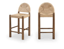Bohemia Woven Seagrass Cord And Solid Wood Counter Stool - Beige