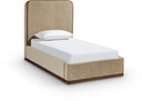 Rava Velvet Upholstered Twin Bed - Beige