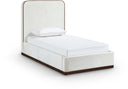 Rava Velvet Upholstered Twin Bed - Cream
