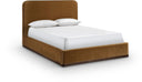 Rava Velvet Upholstered Bed - Saddle