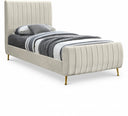 Zara Velvet Upholstered Twin Bed - Cream