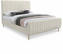 Zara Velvet Upholstered Bed - Cream