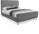 Zara Velvet Upholstered Bed - Grey