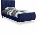 Zara Velvet Upholstered Twin Bed - Blue