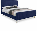 Zara Velvet Upholstered Bed - Blue