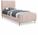 Zara Velvet Upholstered Twin Bed - Pink