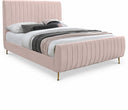 Zara Velvet Upholstered Bed - Pink