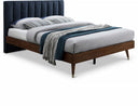 Vance Mid-Century Modern Linen Textured Fabric Upholstered Bed - Blue