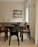 Round Oak Black Bok Extendable Dining Table