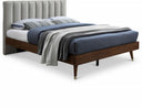 Vance Mid-Century Modern Linen Textured Fabric Upholstered Bed - Beige
