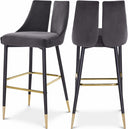 Sleek Velvet Upholstered Bar Stool - Grey