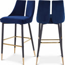 Sleek Velvet Upholstered Bar Stool - Blue