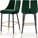 Sleek Velvet Upholstered Bar Stool - Green