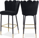Lily Velvet Upholstered Bar Stool - Black