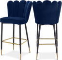 Lily Velvet Upholstered Bar Stool - Blue