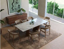 Lucas Mid-Century Cream & Walnut Dining Chair