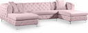 Gail 127" Velvet Upholstered 3pc. Sectional - Pink