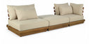 Mirella 112" Water Resistant Fabric Upholstered 3pc. Outdoor Patio Modular Sofa - Tan