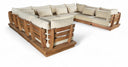 Mirella 149.75" Water Resistant Fabric Upholstered 8pc. Outdoor Patio Modular Sectional - Tan