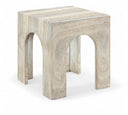 Renza Concrete And Fiberglass Indoor / Outdoor Patio End Table / Side Table - Travertine