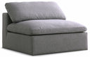 Serene Linen Textured Fabric Upholstered Deluxe Comfort Modular Armless Chair - Grey