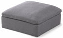 Serene Linen Textured Fabric Upholstered Deluxe Comfort Modular Ottoman - Grey