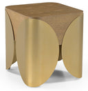 Cazari Oak Wood And Iron End / Side Table - Brown