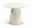 Liona 42" Genuine Marble And Mango Wood Dining Table - White