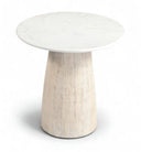Liona Genuine Marble And Mango Wood End / Side Table - White
