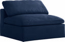 Serene Linen Textured Fabric Upholstered Deluxe Comfort Modular Armless Chair - Blue
