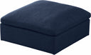 Serene Linen Textured Fabric Upholstered Deluxe Comfort Modular Ottoman - Blue