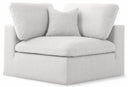 Serene Linen Textured Fabric Upholstered Deluxe Comfort Modular Corner Chair - Cream
