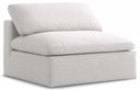Serene Linen Textured Fabric Upholstered Deluxe Comfort Modular Armless Chair - Cream