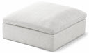 Serene Linen Textured Fabric Upholstered Deluxe Comfort Modular Ottoman - Cream