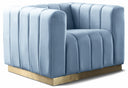 Marlon Velvet Upholstered Chair - Light Blue