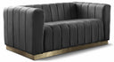 Marlon 62.5" Velvet Upholstered Loveseat - Grey