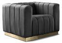 Marlon Velvet Upholstered Chair - Grey