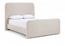 Fira Linen Textured Fabric Upholstered Bed - Beige