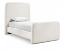 Fira Linen Textured Fabric Upholstered Twin Bed - Cream