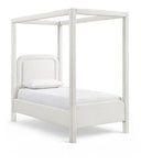Salina Linen Textured Fabric Upholstered Twin Bed - Cream