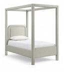 Salina Linen Textured Fabric Upholstered Twin Bed - Grey