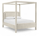 Salina Velvet Upholstered Bed - Cream